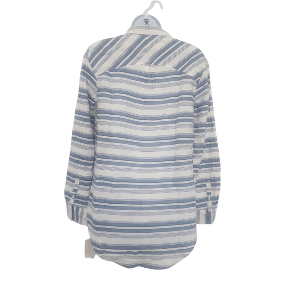 A New Day Womens Striped Tunic Button Down Shirt Oversized XS Blue White Pocket. - Picture 4 of 11